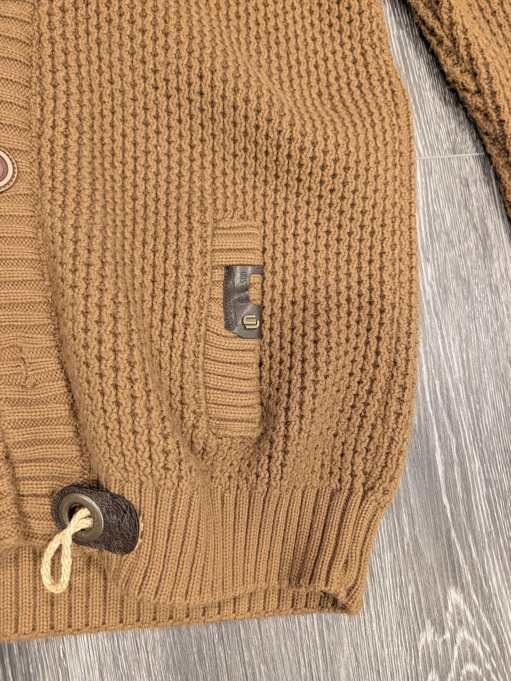 Men's Cable-Knit Shawl Collar Sweater Cardigan - Brown